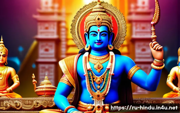 힌두교 신화 라마와 시타 - Here are three detailed image generation prompts in English, inspired by the Ramayana narrative you ...