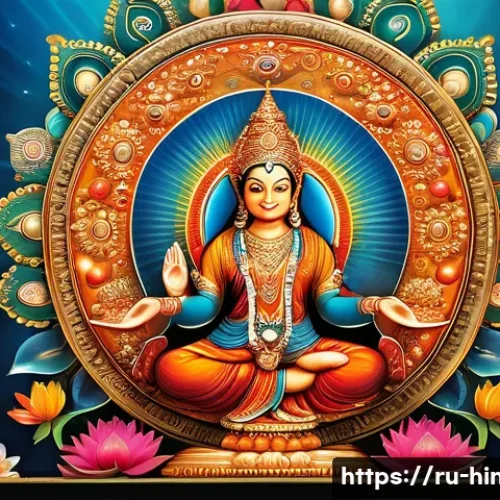 Home 32 힌두교 브라마 신 - A majestic depiction of the Hindu creator deity with multiple heads and arms, symbolizing omniscienc...
