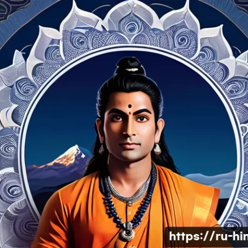 Home 31 힌두교와 예술 영화 - A serene and mystical scene depicting a male protagonist embodying the Hindu god Shiva, symbolizing ...
